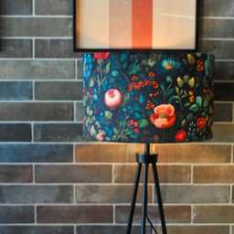 Dark Green Luxury Flowers Print Velvet Lampshade 25cm 30cm 35cm 40cm 45cm - Drum Lamp Shade Handmade Home Decor Ceiling Lush Floral - thumbnail 3