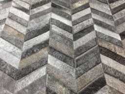 Charcoal Cowhide Rug - Chevron Patchwork Design - thumbnail 1