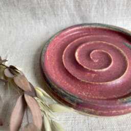 Mini Dark Pink Soap Dish, Ceramic Bathroom Tray, Handmade Kitchen Pottery, Household Holder, Thrown Textured Dishes - thumbnail 3