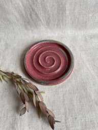 Mini Dark Pink Soap Dish, Ceramic Bathroom Tray, Handmade Kitchen Pottery, Household Holder, Thrown Textured Dishes