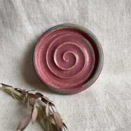 Mini Dark Pink Soap Dish, Ceramic Bathroom Tray, Handmade Kitchen Pottery, Household Holder, Thrown Textured Dishes - thumbnail 2