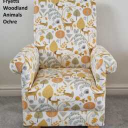 Fryetts Woodland Animals Children's Armchair Ochre Stag Hound Hare Nursery Chair Kids Monkeys Nautical Dogs Girls Boys Seat Bedroom - thumbnail 2