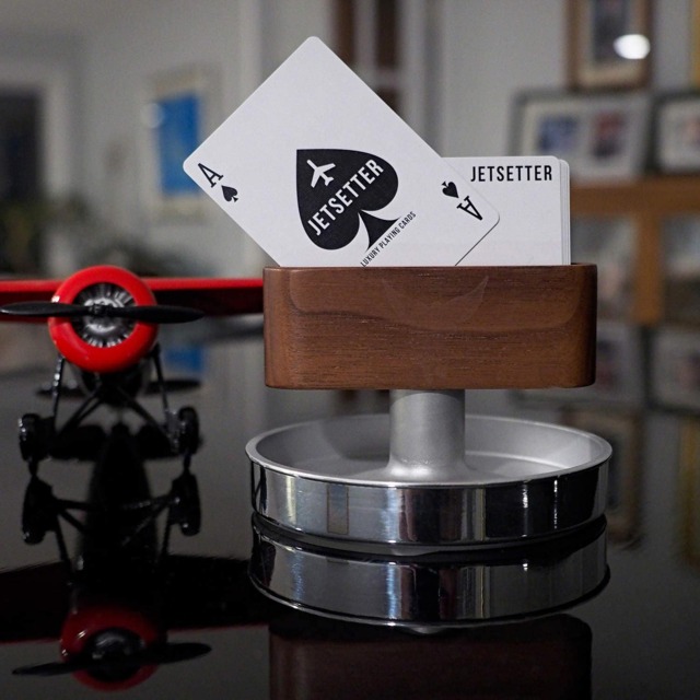 Mid Century Modern Aviation Art Floating Business Card Playing Cards Deck Display Holder Off A Real Flying Airplane - Perfect For The Office - image 1