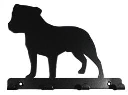 Staffordshire Bull Terrier - Staffie Silhouette Key Hook Rack - Metal Wall Art