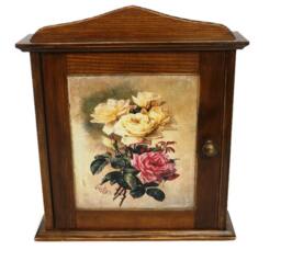 Key Holder Cabinet Roses Wood Victorian Key Box Organizer Decoupage Gift Home Decor Wall - thumbnail 1