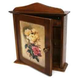 Key Holder Cabinet Roses Wood Victorian Key Box Organizer Decoupage Gift Home Decor Wall - thumbnail 3