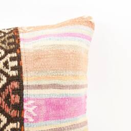 Handmade Turkish Kilim Pillow 18'' Embroidered Wool Cushion - thumbnail 2