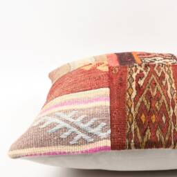 Handmade Turkish Kilim Pillow 18'' Embroidered Wool Cushion - thumbnail 4