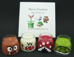 Mario Enemies Mini Soy Candles - Goomba, Boo, Piranha Plant, Turtle Shell - thumbnail 1