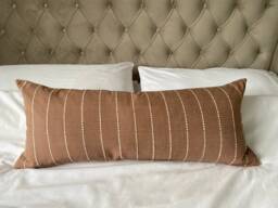 Tan Brown Bolster Cushion Cover, Coffee Lumbar Pillow, Extra Long Large Pillow Case, Striped Throw