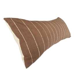 Tan Brown Bolster Cushion Cover, Coffee Lumbar Pillow, Extra Long Large Pillow Case, Striped Throw - thumbnail 4
