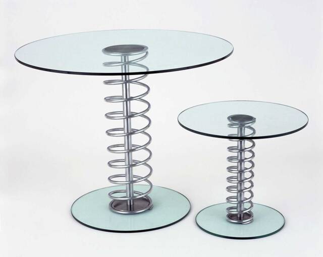 Platform Round Glass Dining Table - Spring Leg - image 1