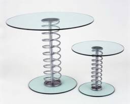 Platform Round Glass Dining Table - Spring Leg - thumbnail 1
