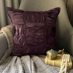 Brown Satin, Ruched Textured Solid Pattern, Contemporary Throw Pillow Cover/Euro Sham - Dreamy - thumbnail 2