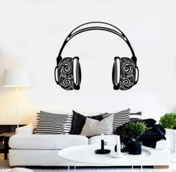 Wall Vinyl Music Headphones Ornament Guaranteed Quality Decal Mural Art 1572Dz - thumbnail 1