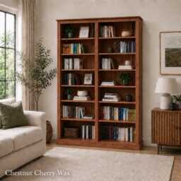 Solid Wood Bookcase, 7Ft Tall Adjustable Display Shelving, Library Bookshelves - thumbnail 4