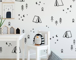 Camping Wall Decals - Nursery Decor, Gift For Mom, Tree Decals, Kids Room Art, Vinyl Decal