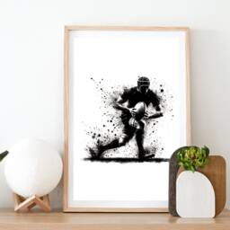 Rugby Wall Art Black - Set Of 3 Poster Prints - Boys Bedroom Decor A4 Gifts Posters Print Artwork - thumbnail 2