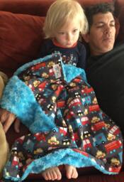 "Colorful & Fun Buses & Taxi Cabs Cotton Baby Blanket ""Curly" - thumbnail 1