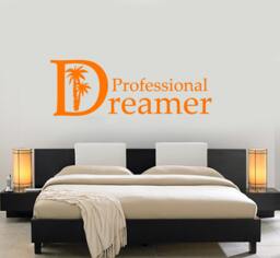 Wall Vinyl Decal Quote Professional Dreamer Beach Palms World Travel Inspired Home Office Decor - #1074Dz - thumbnail 1
