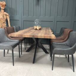 Brand New Pair Of Classic Faux Leather Dining Chairs - Charcoal - thumbnail 2