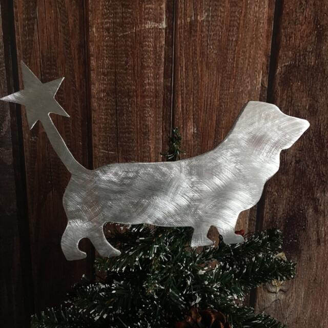 Basset Hound, Dog Christmas, Tree Topper, Holiday Decoration, Aluminum, Metal, Lover Gift, Hound Dog, Winter Wonderland, Silver - image 1