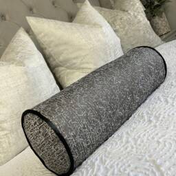 "Luxury Steel Grey Bolster Cushion - 16"" X 6" - thumbnail 4