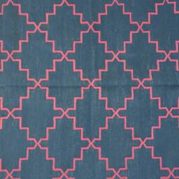 Big Cotton Rug Dhurrie - Room Size Blue & Pink - thumbnail 3