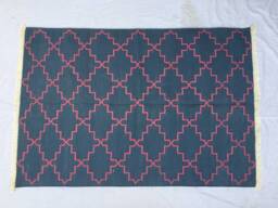 Big Cotton Rug Dhurrie - Room Size Blue & Pink - thumbnail 1