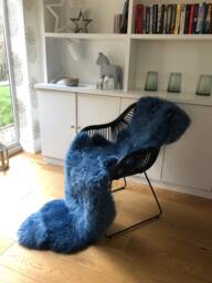 Large Sheepskin Rug, Double Length, Blue Sheepskin, Genuine Fur Retro, Scandi, Interior Design, Accessories - thumbnail 1