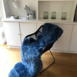 Large Sheepskin Rug, Double Length, Blue Sheepskin, Genuine Fur Retro, Scandi, Interior Design, Accessories - thumbnail 3