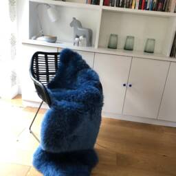 Large Sheepskin Rug, Double Length, Blue Sheepskin, Genuine Fur Retro, Scandi, Interior Design, Accessories - thumbnail 4