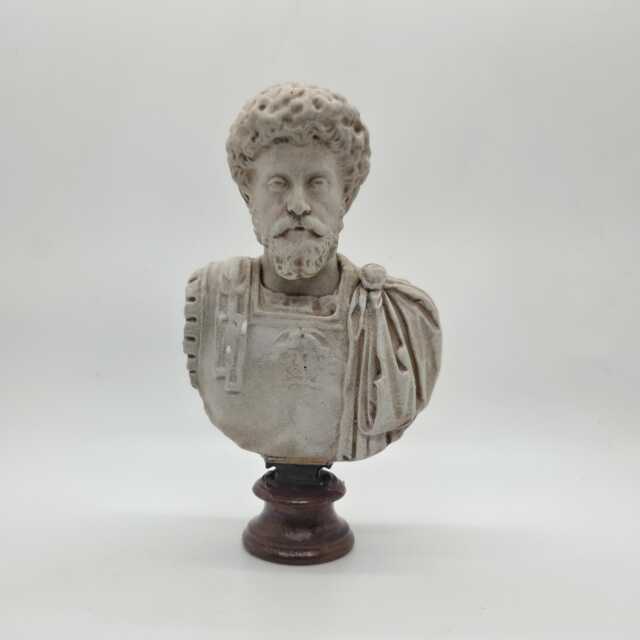 Marble Effect Marcus Aurellius Statuette, 3D Print Roman Art, Hellenistic Statue, Resin Head Sculpture, Male Bust, Roman Emperor - image 1