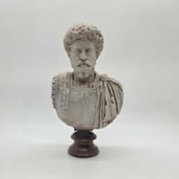 Marble Effect Marcus Aurellius Statuette, 3D Print Roman Art, Hellenistic Statue, Resin Head Sculpture, Male Bust, Roman Emperor - thumbnail 1