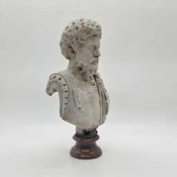 Marble Effect Marcus Aurellius Statuette, 3D Print Roman Art, Hellenistic Statue, Resin Head Sculpture, Male Bust, Roman Emperor - thumbnail 2