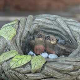 Concrete Realistic Birds in Nest Figure Handmade Bird Garden Statue Stone Sculpture Outdoor Decor Cement Animal Ornament Yard Art - thumbnail 3