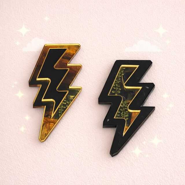 Lightning Bolt Wall Decor - Handmade Acrylic & Wood Sign, Dopamine Decor, Modern Statement Art Signage, Black Or Gold - image 1