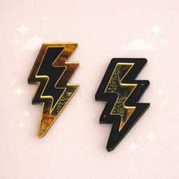 Lightning Bolt Wall Decor - Handmade Acrylic & Wood Sign, Dopamine Decor, Modern Statement Art Signage, Black Or Gold - thumbnail 1