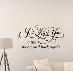 I Love You To The Moon & Back Wall Decal Sign Family Gift Poster Bedroom Quote Mural Vinyl Sticker Kids Room Decor Art Print G114 - thumbnail 1