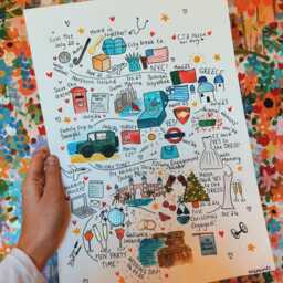 Handpainted Watercolour Love/Relationship/Friendship/Companionship Map - thumbnail 2
