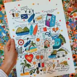 Handpainted Watercolour Love/Relationship/Friendship/Companionship Map - thumbnail 3
