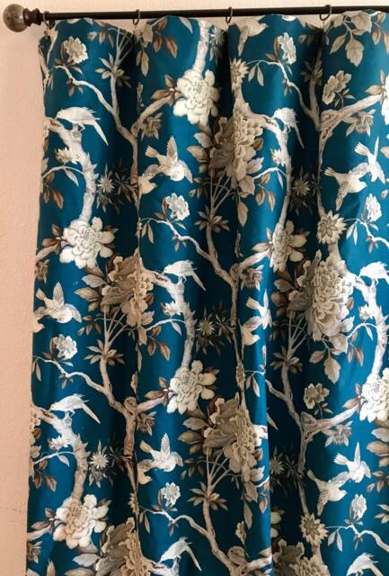 "Pair 25 Or 50"" Wide Waverly Mudan Rod Panels Drapes Cafe Curtains Length 24 36 63 72 84 96 108 132" - image 1