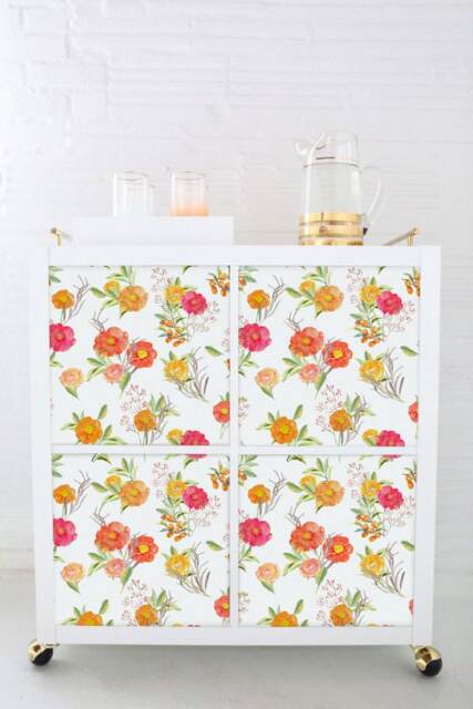 Decals For Kallax/Expedit, Ikea, Hand, Drawn, Beautiful, Flowers, Stickers, Peel & Stick, Self Adhesive, Repositionable, Furniture #7Ka - image 1