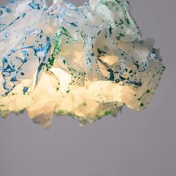 Blue & Green Paper Lampshade Handmade Nursery Pendant Light - thumbnail 3