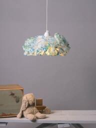 Blue & Green Paper Lampshade Handmade Nursery Pendant Light