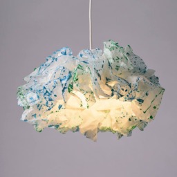 Blue & Green Paper Lampshade Handmade Nursery Pendant Light - thumbnail 2