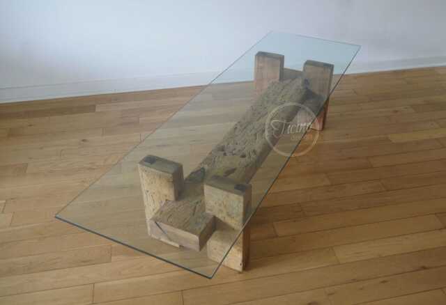 Reclaimed Barn Wood Coffee Table With Glass Top. Modern Rustic Cocktail - image 1