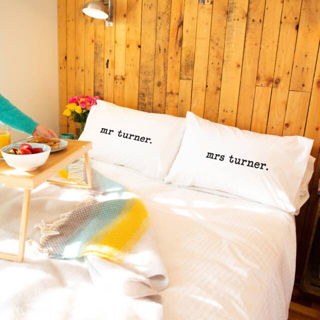 Couples Personalised Surname Mr & Mrs Pillow Case Set - image 1