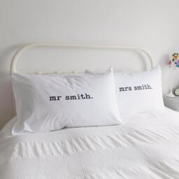 Couples Personalised Surname Mr & Mrs Pillow Case Set - thumbnail 3
