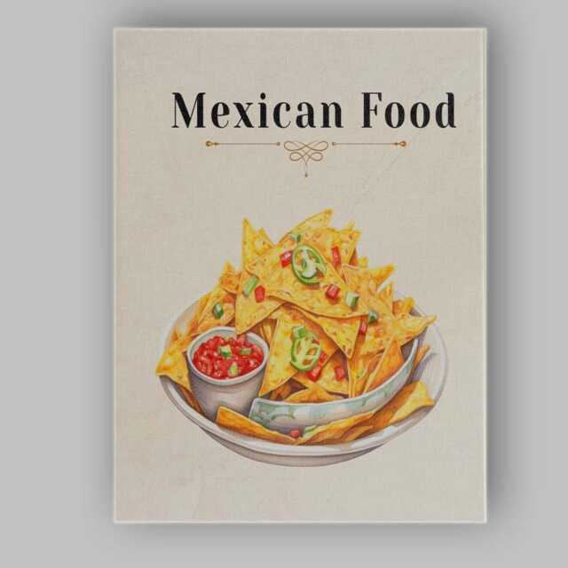 Mexican Nachos Salsa Spicy Street Food Illustration Canvas Wall Art Print Decor Picture Ready To Hang - image 1